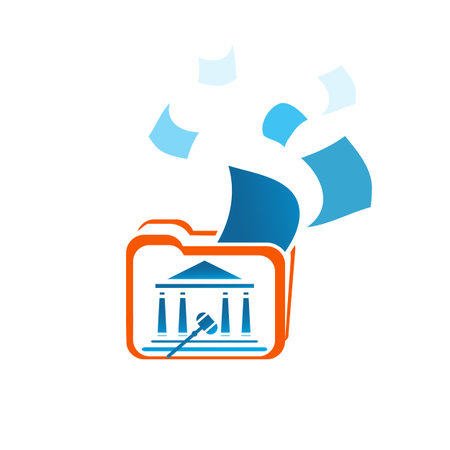 Design logo folder with symbol of law or court vector suitable for lawyers courts training servicesのイラスト素材