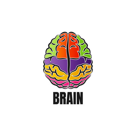 Brain Logo silhouette top view design vector template. Brainstorm think idea Logotype concept icon.のイラスト素材