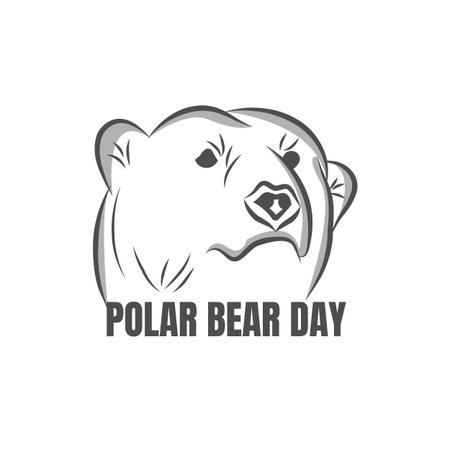 Polar bear day. Flat color vector isolated stock image of a polar bear on a white backgroundのイラスト素材
