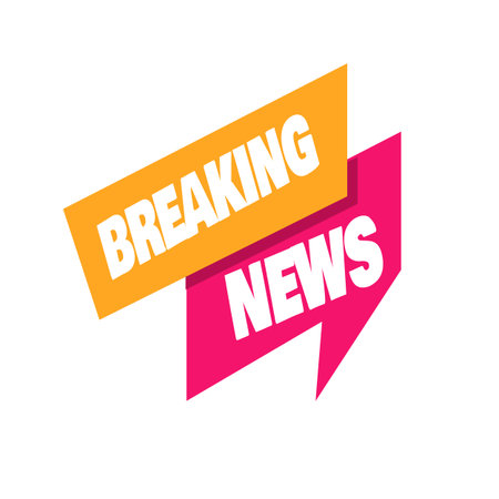 Breaking news minimalistic logo icon for News Entertaining show sign banner vector illustrationのイラスト素材