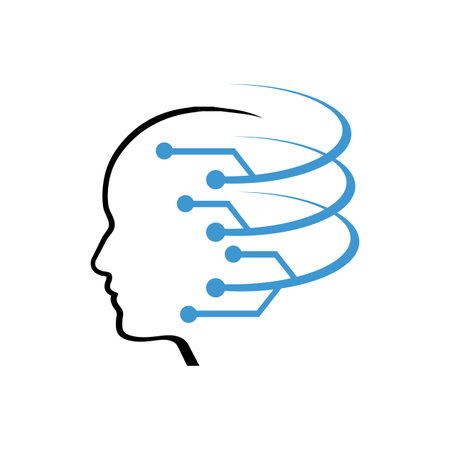 machine learning logo design vector illustrations brain ai technology human templateのイラスト素材