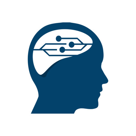 machine learning logo design vector illustrations brain ai technology human templateのイラスト素材