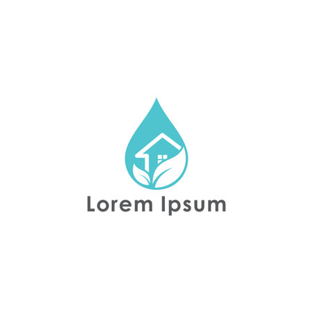 green house logo vector green home vector with drop water and leafのイラスト素材