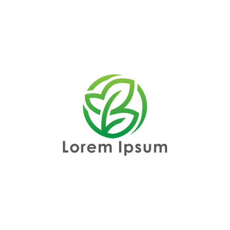 Abstract Leaf Logo design vector template linear styleのイラスト素材