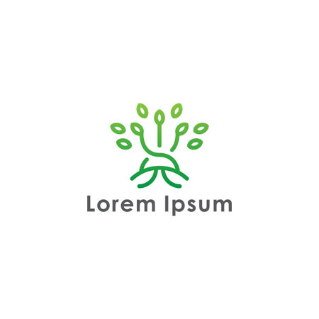 Abstract Leaf Logo design vector template linear styleのイラスト素材