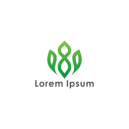 Abstract Leaf Logo design vector template linear styleのイラスト素材