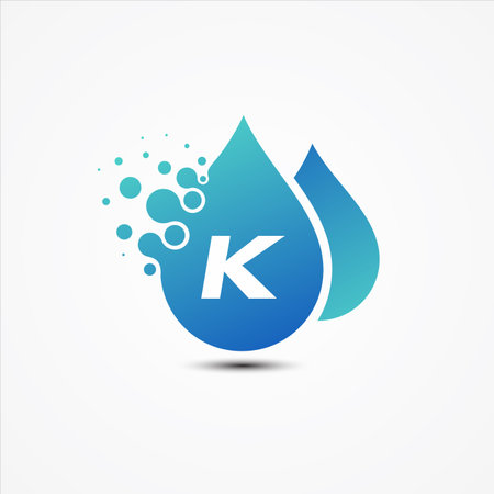 Droplet vector design with letter K symbol design minimalist. Letter K for your best business symbol.のイラスト素材
