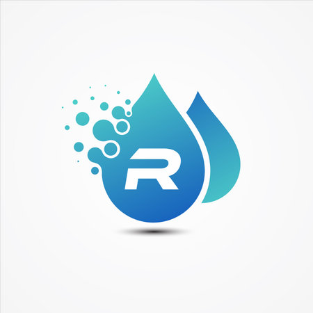 Droplet vector design with letter R symbol design minimalist. Letter R for your best business symbol.のイラスト素材