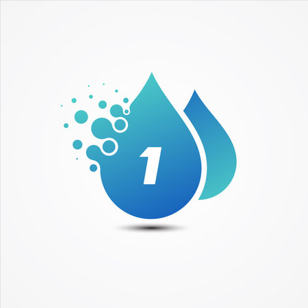 Droplet vector design with letter 1 symbol design minimalist. Letter 1 for your best business symbol.のイラスト素材