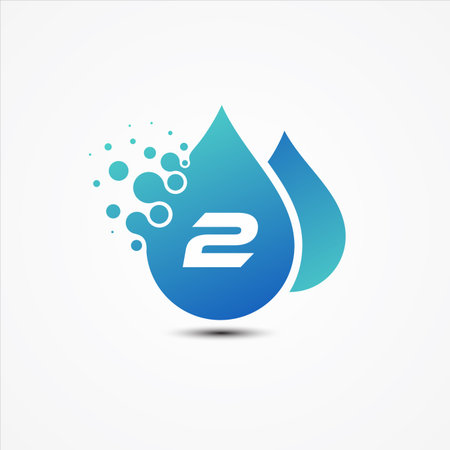 Droplet vector design with letter 2 symbol design minimalist. Letter 2 for your best business symbol.のイラスト素材