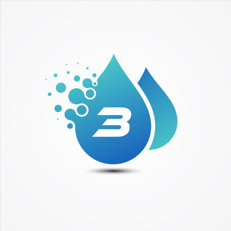 Droplet vector design with letter 3 symbol design minimalist. Letter 3 for your best business symbol.のイラスト素材