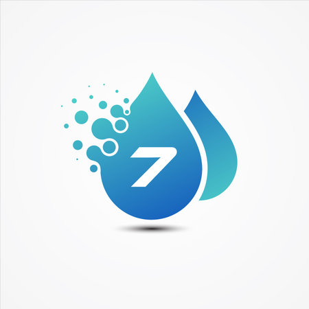 Droplet vector design with letter 7 symbol design minimalist. Letter 7 for your best business symbol.のイラスト素材