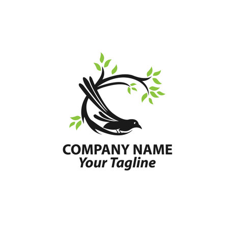 bird leaf logo vector icon template download monoline color line art outlineのイラスト素材