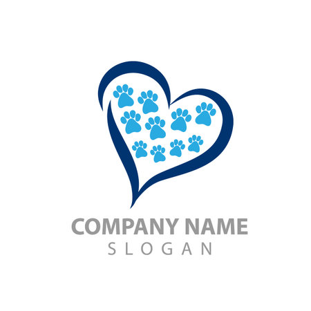 Vector logo for veterinary clinic.logo for a pet shop. Silhouette of the dog and cat with red circle shape and medical cross background.のイラスト素材