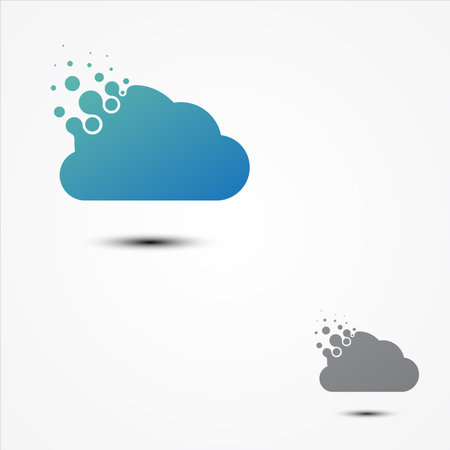 Simple vector cloud pixel design in flat style. Pixel technology cloud sign symbol.のイラスト素材