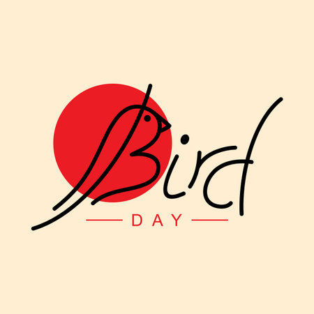 Bird Day calligraphy hand lettering for element design.のイラスト素材