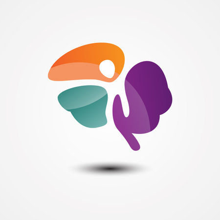 Abstract colorful people inside the brain vector icon on the white background.のイラスト素材