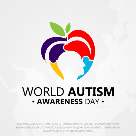 Colorful design World Autism Awareness Day with puzzle graphic. World Autism Awareness Day for banner, greeting card, poster or background design element.のイラスト素材