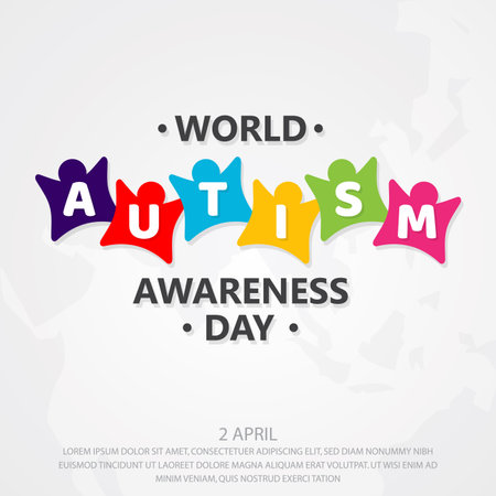 Colorful design World Autism Awareness Day with puzzle graphic. World Autism Awareness Day for banner, greeting card, poster or background design element.のイラスト素材