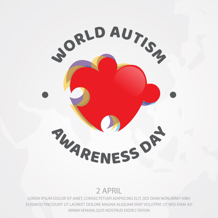 Colorful design World Autism Awareness Day with puzzle graphic. World Autism Awareness Day for banner, greeting card, poster or background design element.のイラスト素材