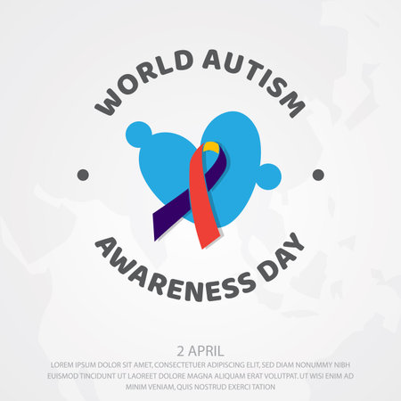 Colorful design World Autism Awareness Day with puzzle graphic. World Autism Awareness Day for banner, greeting card, poster or background design element.のイラスト素材