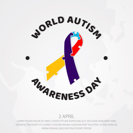 Colorful design World Autism Awareness Day with puzzle graphic. World Autism Awareness Day for banner, greeting card, poster or background design element.のイラスト素材