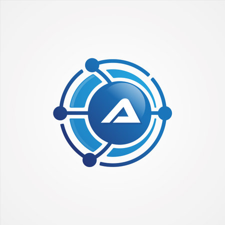 Technology design vector orbit with letter A symbol design minimalist. Letter A for your best business symbol.のイラスト素材