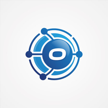 Technology design vector orbit with letter O symbol design minimalist. Letter O for your best business symbol.のイラスト素材