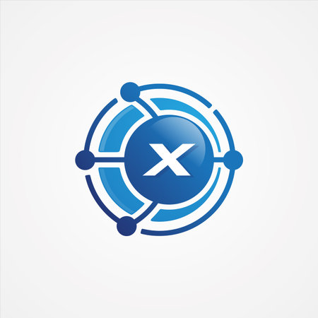 Technology design vector orbit with letter X symbol design minimalist. Letter X for your best business symbol.のイラスト素材