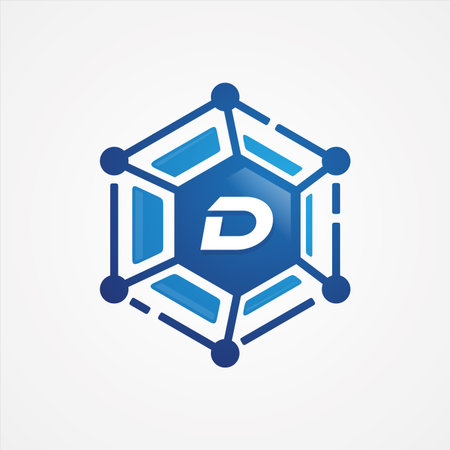 Technology design vector orbit shape hexagon with letter D symbol design minimalist. Letter D for your best business symbol.のイラスト素材