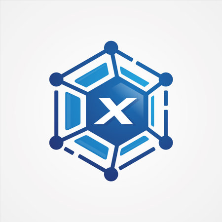 Technology design vector orbit shape hexagon with letter X symbol design minimalist. Letter X for your best business symbol.のイラスト素材