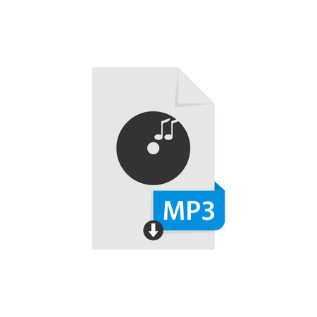 MP3 download audio file format vector image. MP3 file icon flat design graphic audio vectorのイラスト素材