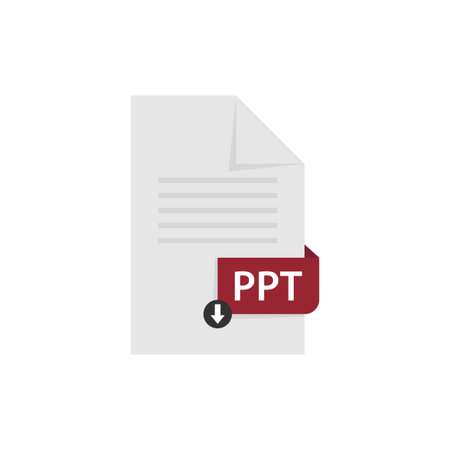 PPT document download file format vector image. PPT file icon flat design graphic document vectorのイラスト素材