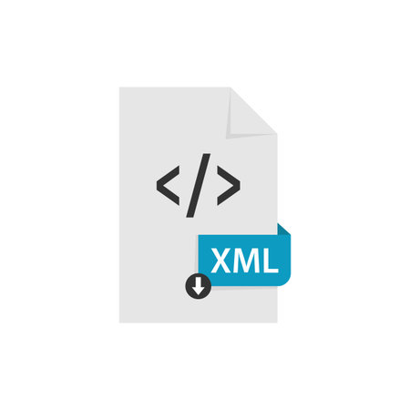 XML file document download css button icon vector image. XML file icon flat design graphic vectorのイラスト素材
