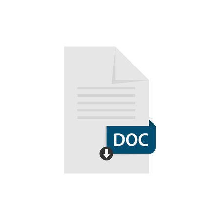 DOC document download pdf file format vector image. DOC file icon flat design graphic pdf vectorのイラスト素材
