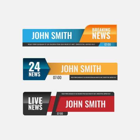 TV News Bars icon set design Vector. News Banner For TV Streaming. Full Hd, Live Streamのイラスト素材