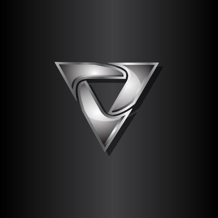 Modern design triangle with color metal on black background. Emblem design of triangle symbol. Vector illustrationのイラスト素材