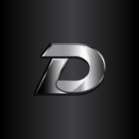 Modern design letter d with color metal on black background. Emblem design of letter D symbol. Vector illustrationのイラスト素材