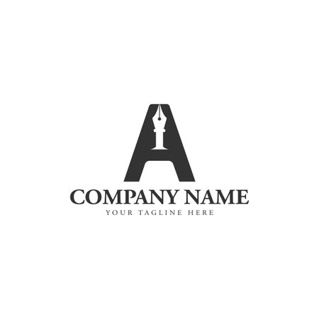 Initial letter A negative space pen logo design vector illustrationのイラスト素材