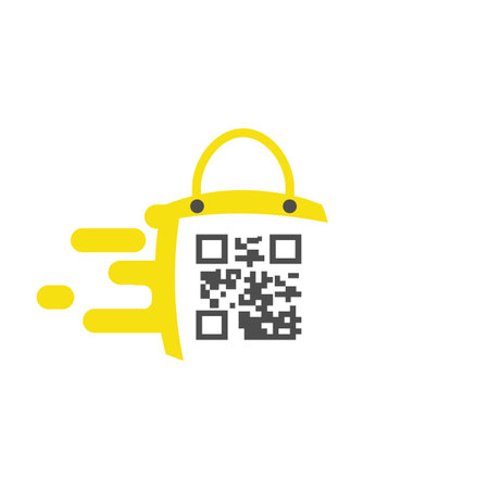 Shopping bag icon symbol for your best business symbol with barcode. Fast Shopping bag icon in trendy design style. Vector illustrationのイラスト素材