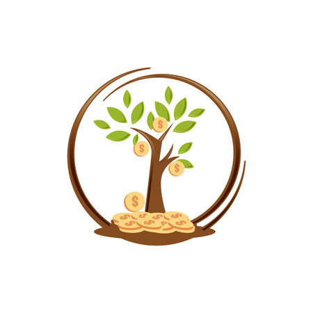 Illustration design of money tree isolated white background. Flat design of money tree. Vector illustrationのイラスト素材