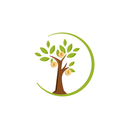 Illustration design of money tree isolated white background. Flat design of money tree. Vector illustrationのイラスト素材