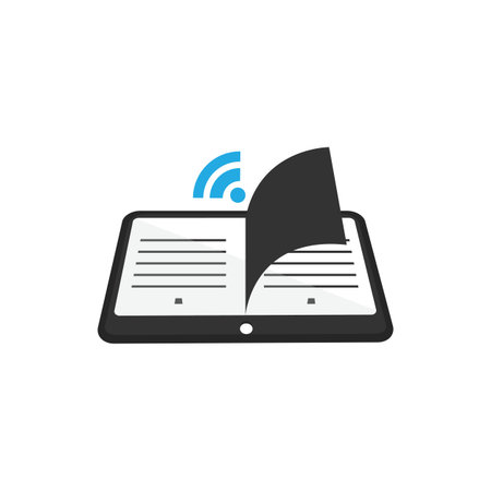E-book Logo Design Vector Electronic Library Icon. Digital learning book logo platform design logo vectorのイラスト素材