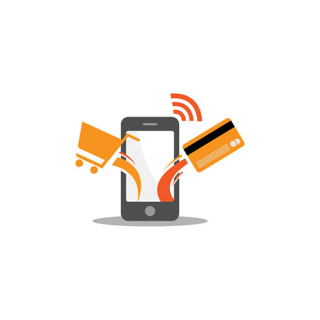 Smartphone mobile payment logo design vector. Mobile payment method illustrationのイラスト素材