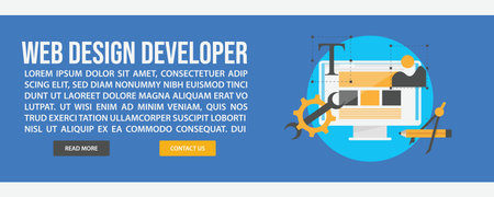 Winter landscape web banner template design. Flat design style winter landscape web banner vector illustration designのイラスト素材