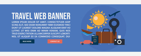 Mountain landscape web banner template design. Flat design style mountain landscape web banner vector illustration designのイラスト素材