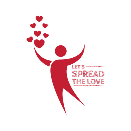 Spread the love abstract human figure typography design. Abstract human figure typography lettering design about spreading the love movementのイラスト素材