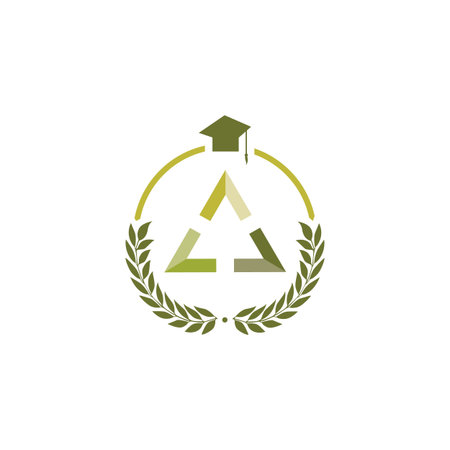 Abstract triangle symbol education logo emblem design template. Abstract education logo for school or university design templateのイラスト素材