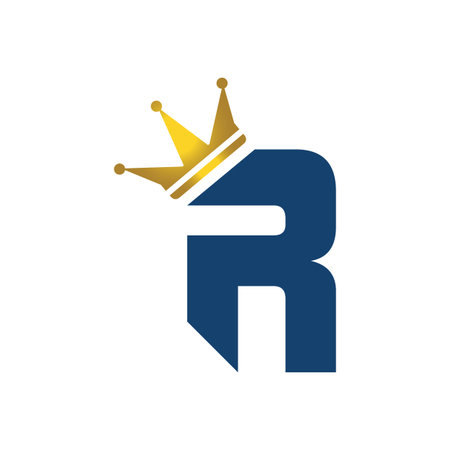 Collection design letter R with crown on the white background. Vector illustrationのイラスト素材