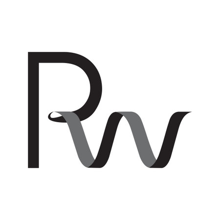 Initial letter RW shaped ribbon for your best business symbol.のイラスト素材